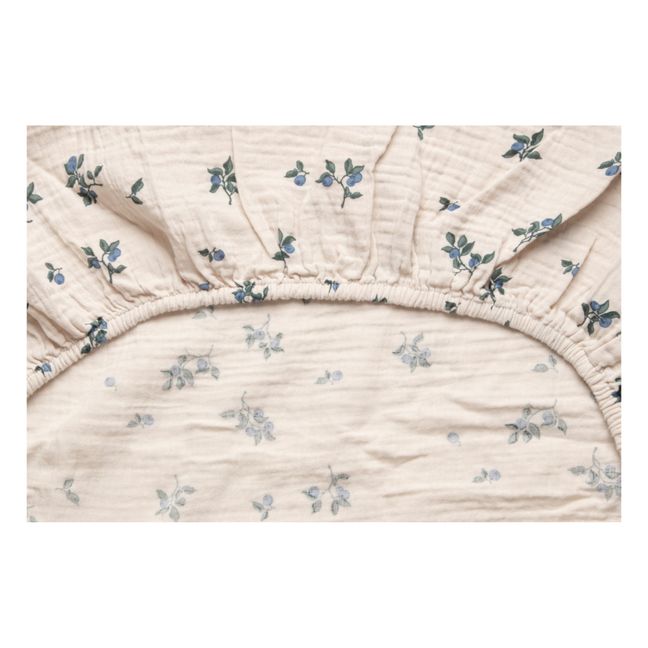 Blueberry Cotton Muslin Fitted Sheet Ivory