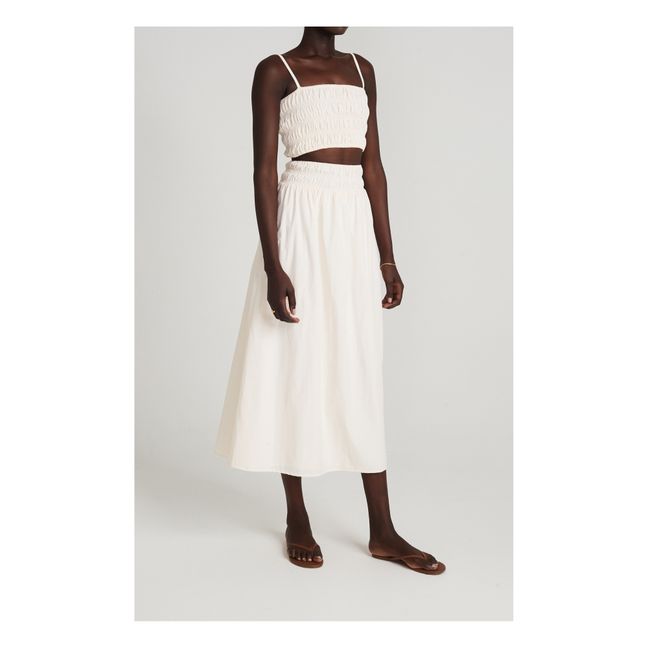 Kiera Poplin and Organic Cotton Skirt Ecru