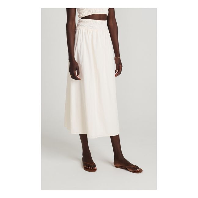 Kiera Poplin and Organic Cotton Skirt Ecru