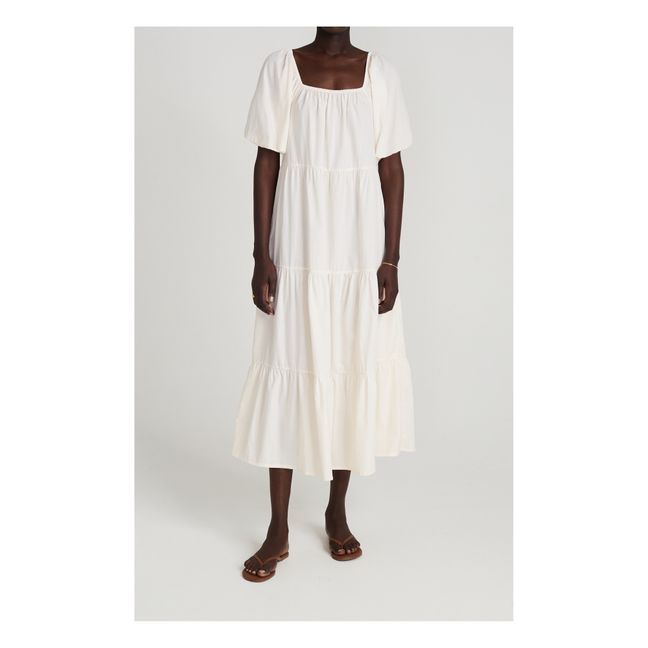 Langes Kleid aus Bio-Baumwollgaze Seidenfarben