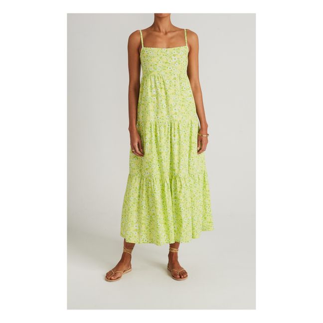 Langes Kleid aus Bio-Baumwollgaze Grün