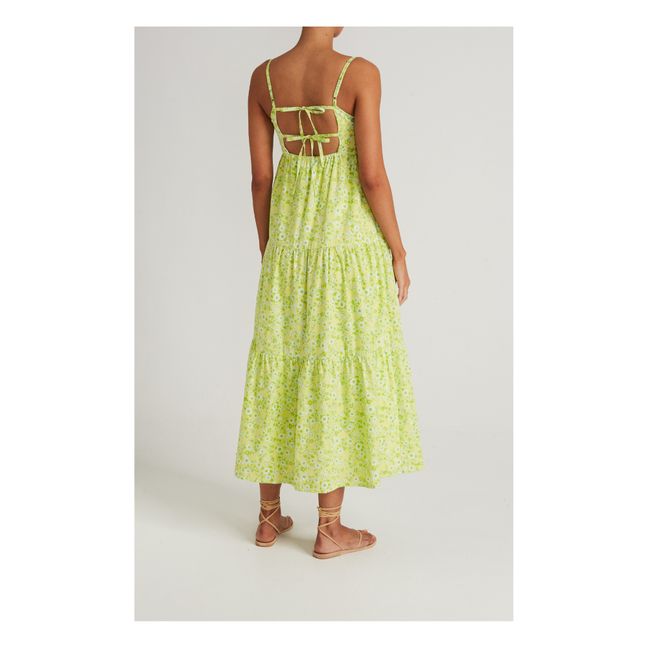Langes Kleid aus Bio-Baumwollgaze Grün