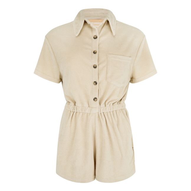 Terry Cloth Playsuit Beige