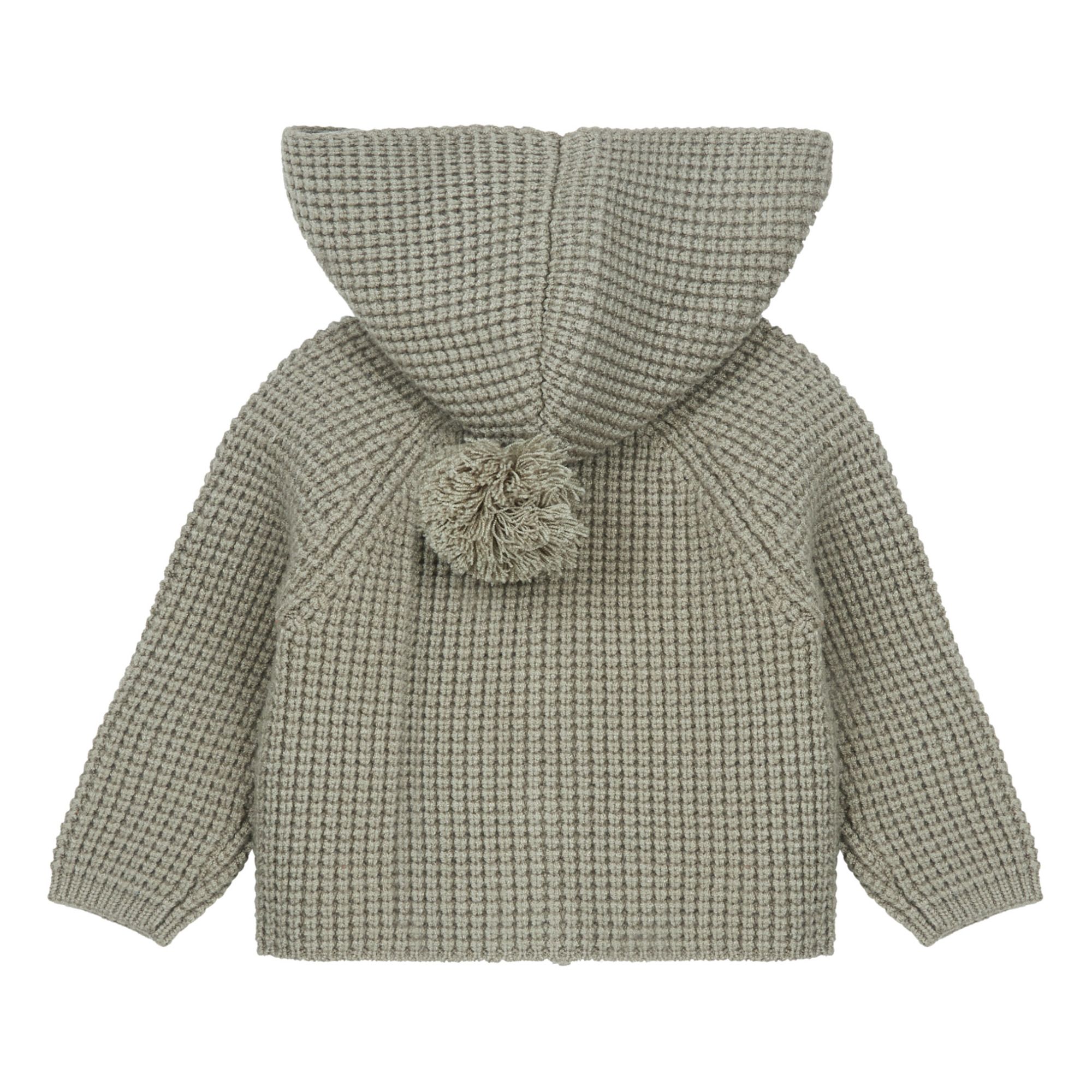 Hooded Cardigan Grey-green- Product image n°1