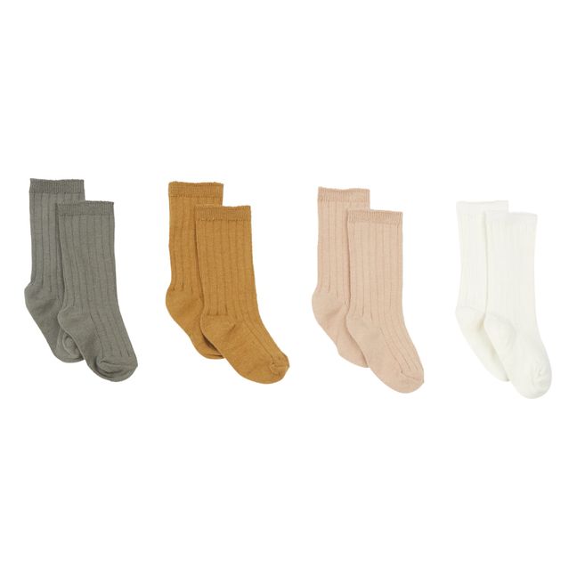 4 Pairs of Knee-High Organic Cotton Socks Multicoloured