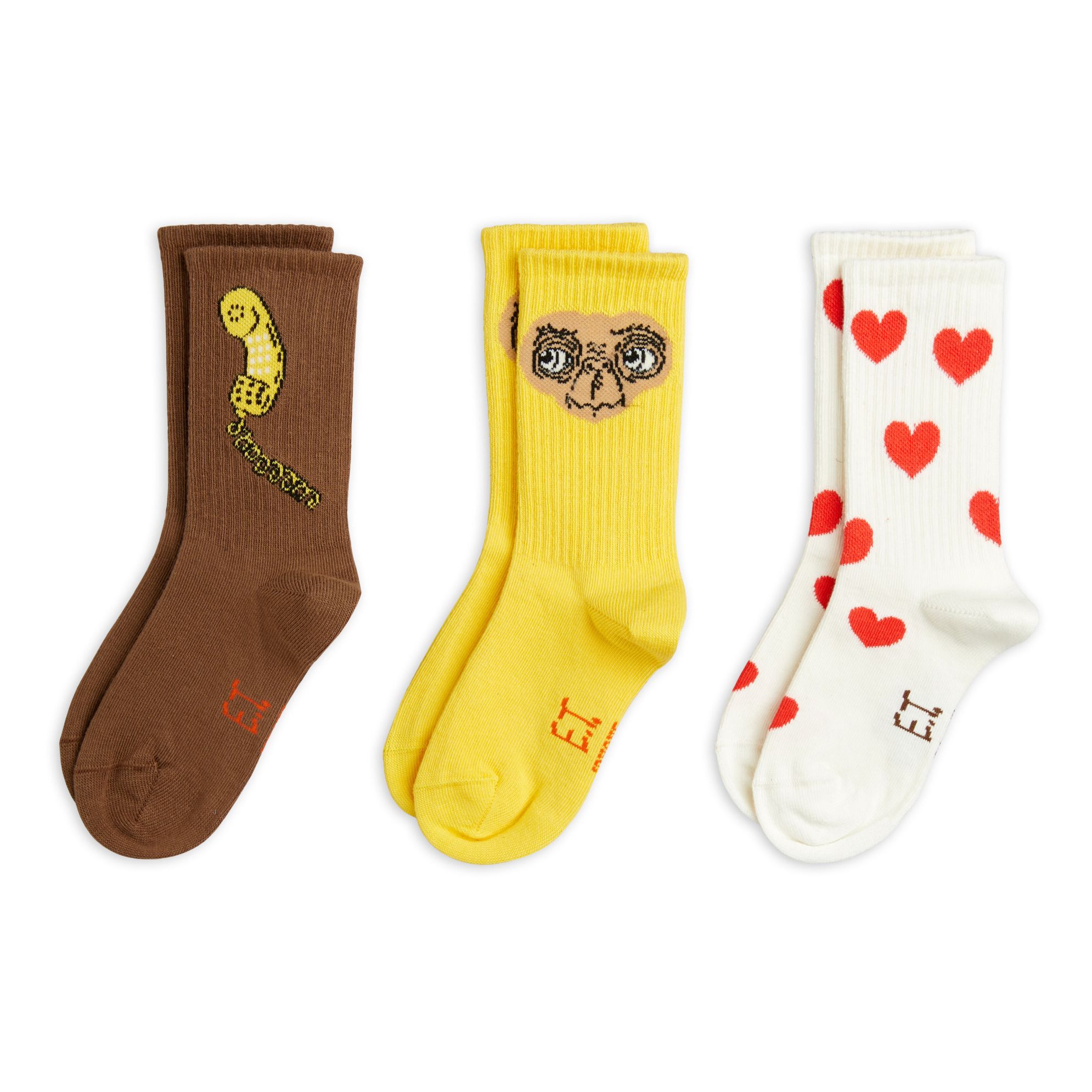 Mini Rodini - Lot de 3 Paires de Chaussettes Coton Bio Mini Rodini x Capusule E.T - Fille - Jaune