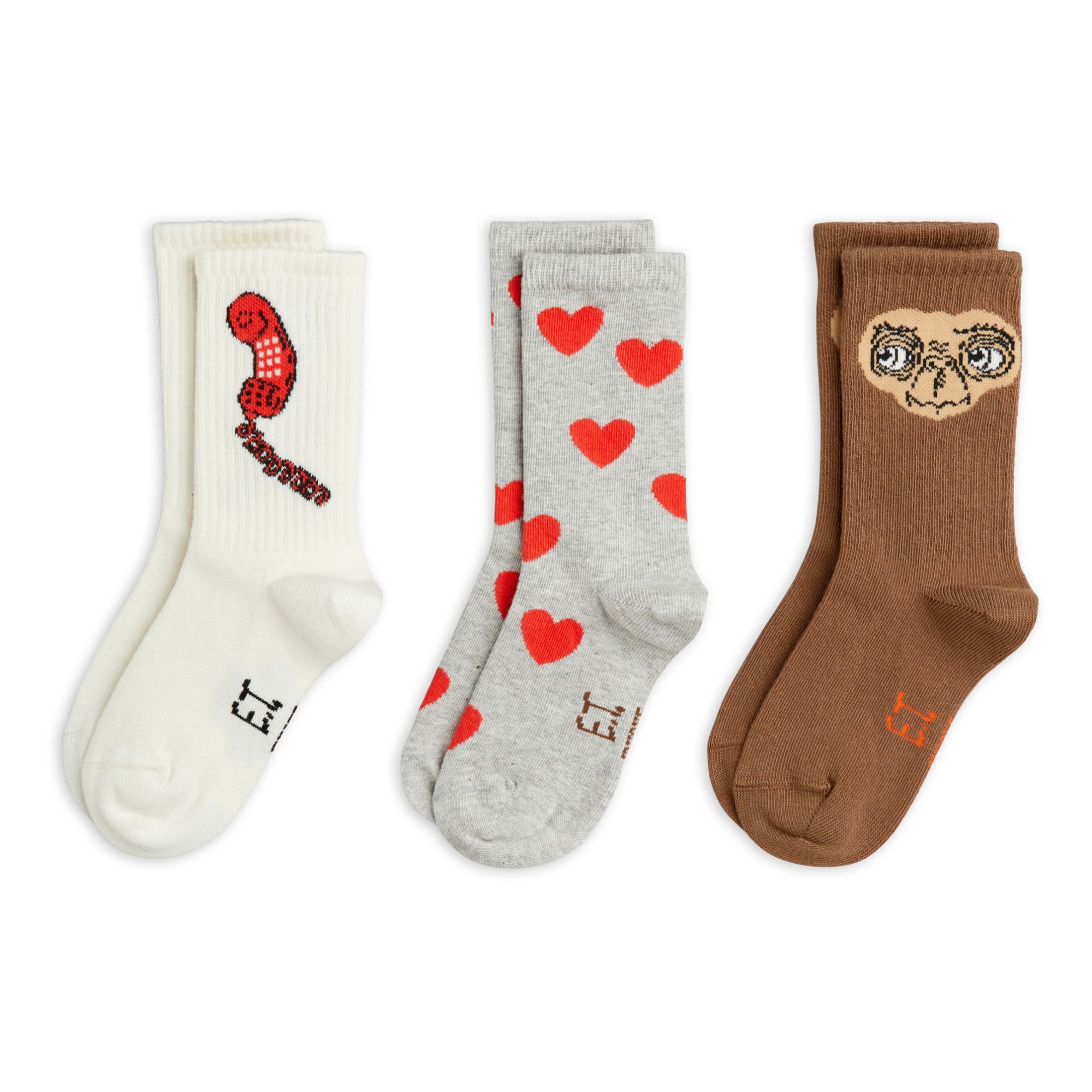 Set of 3 Organic Cotton Socks - Mini Rodini x E.T Capsule Grey- Product image n°0
