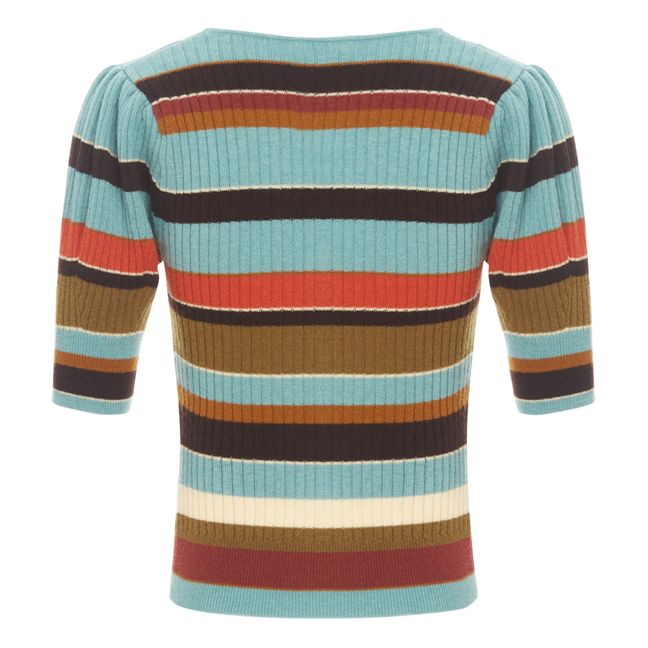 Hadley Ribbed Striped Top Light Blue
