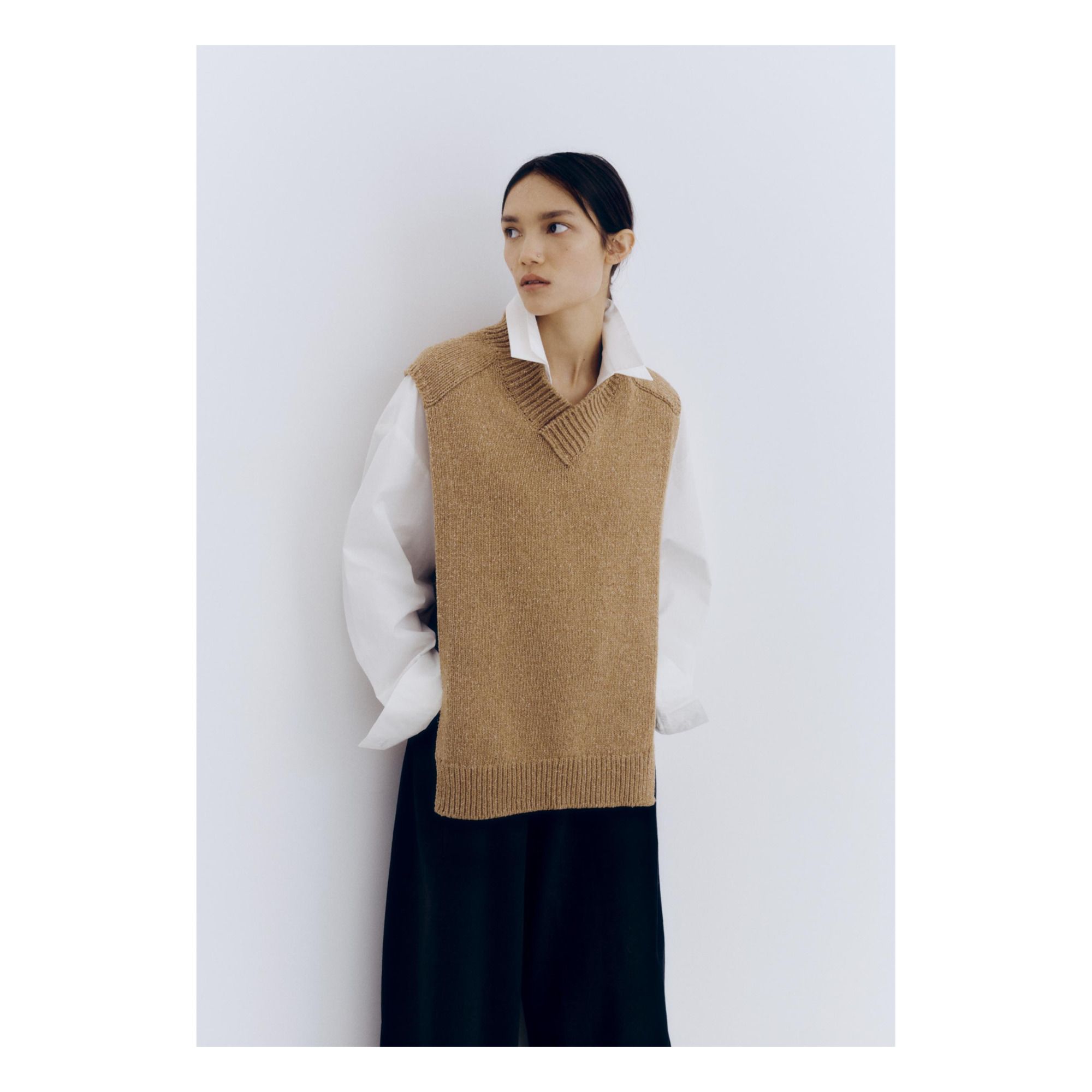 Wool and Silk Vest Camel- Product image n°1