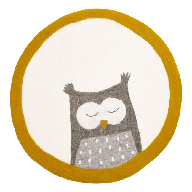 Teppich Pasu Owly aus Filz | Ocker