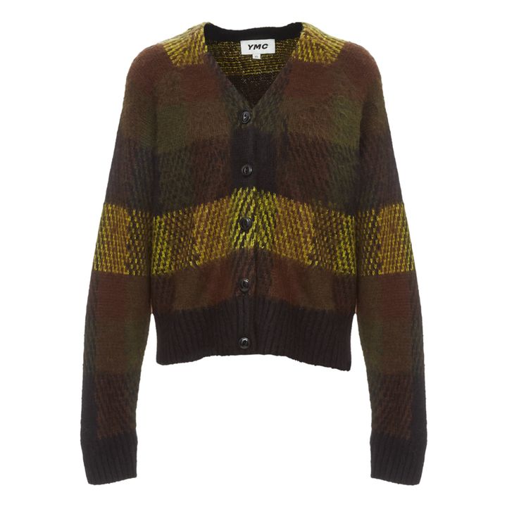 Checked Woollen Cardigan Brown YMC 