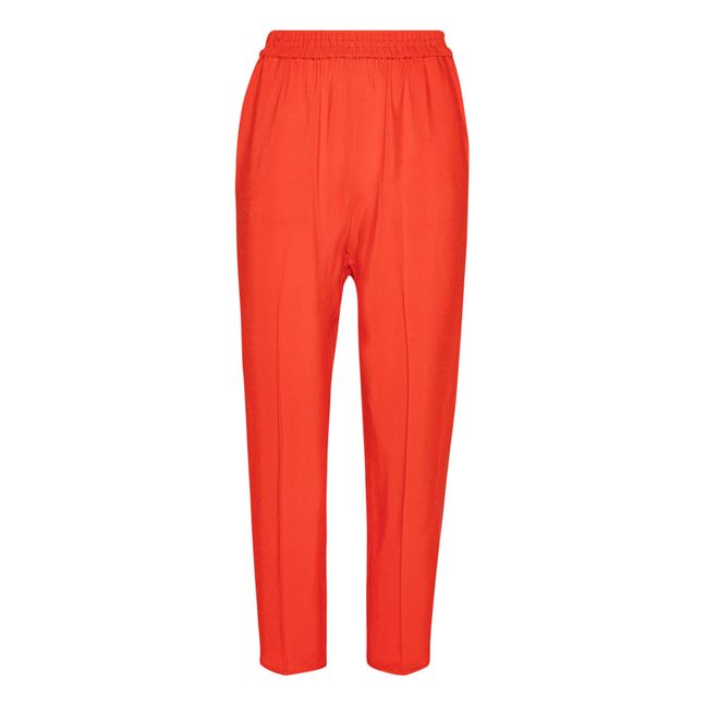 Cupro Elastic Waist Trousers Orange