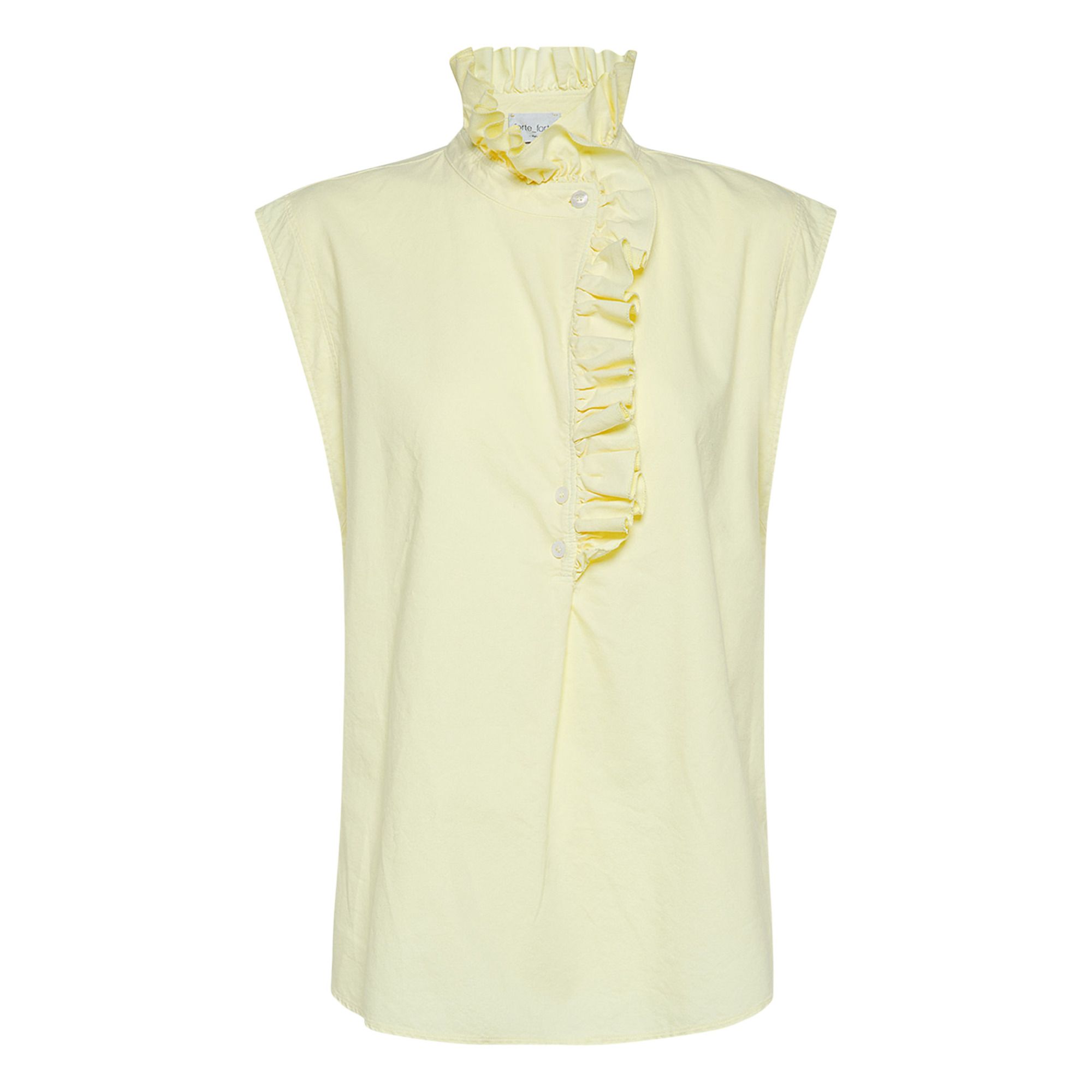 Forte Forte - Top à Volants Coton Oxford - Femme - Jaune pâle