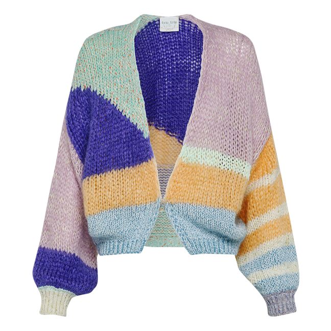 “True Colours” Cotton and Mohair Cardigan Blu