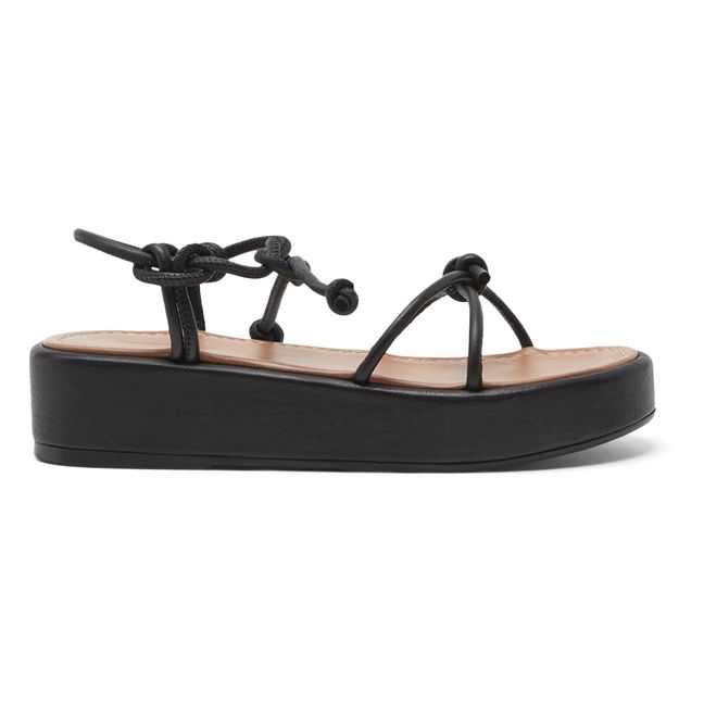 Heather Platform Sandals | Black