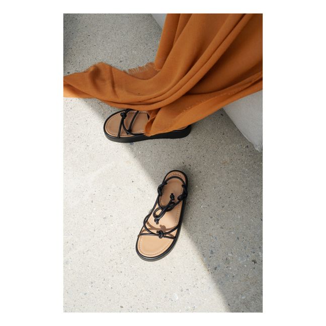 Heather Platform Sandals | Black