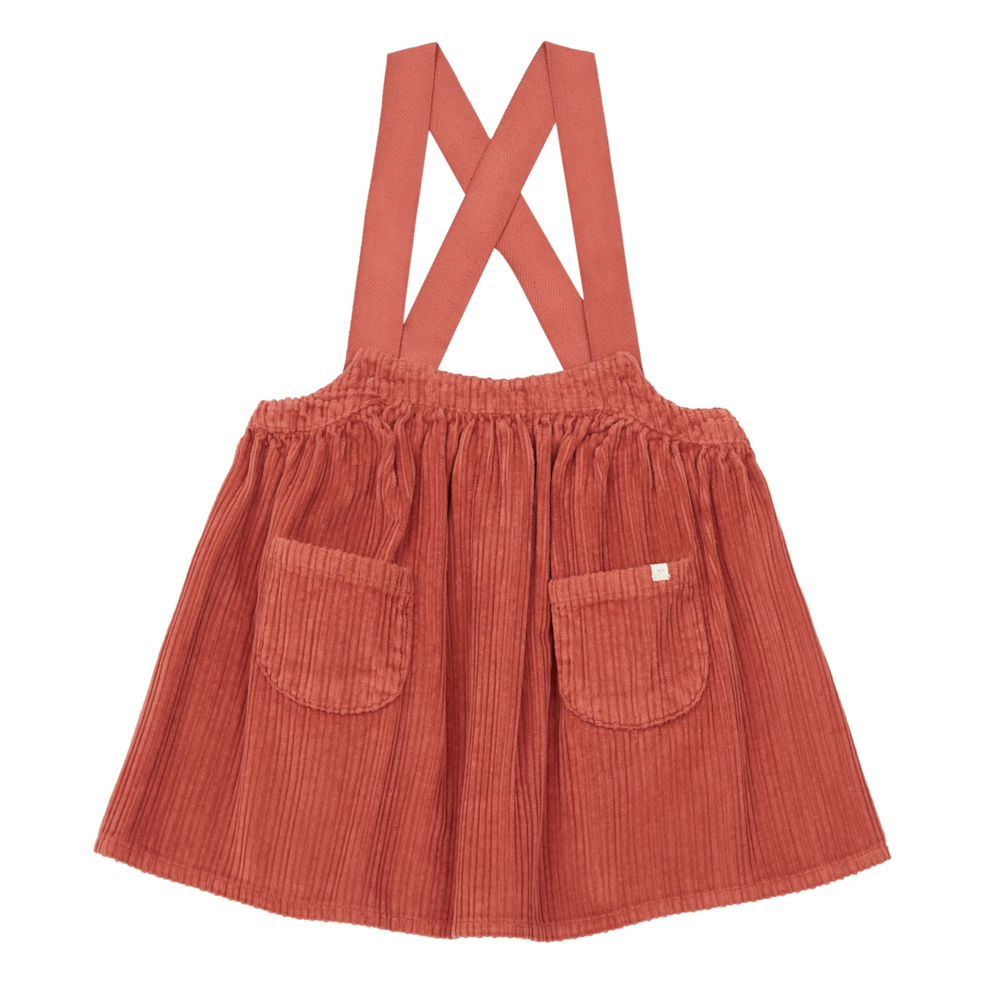 Exclusive Möm(e) x Smallable - Maria Corduroy Suspender Skirt Rust- Product image n°0