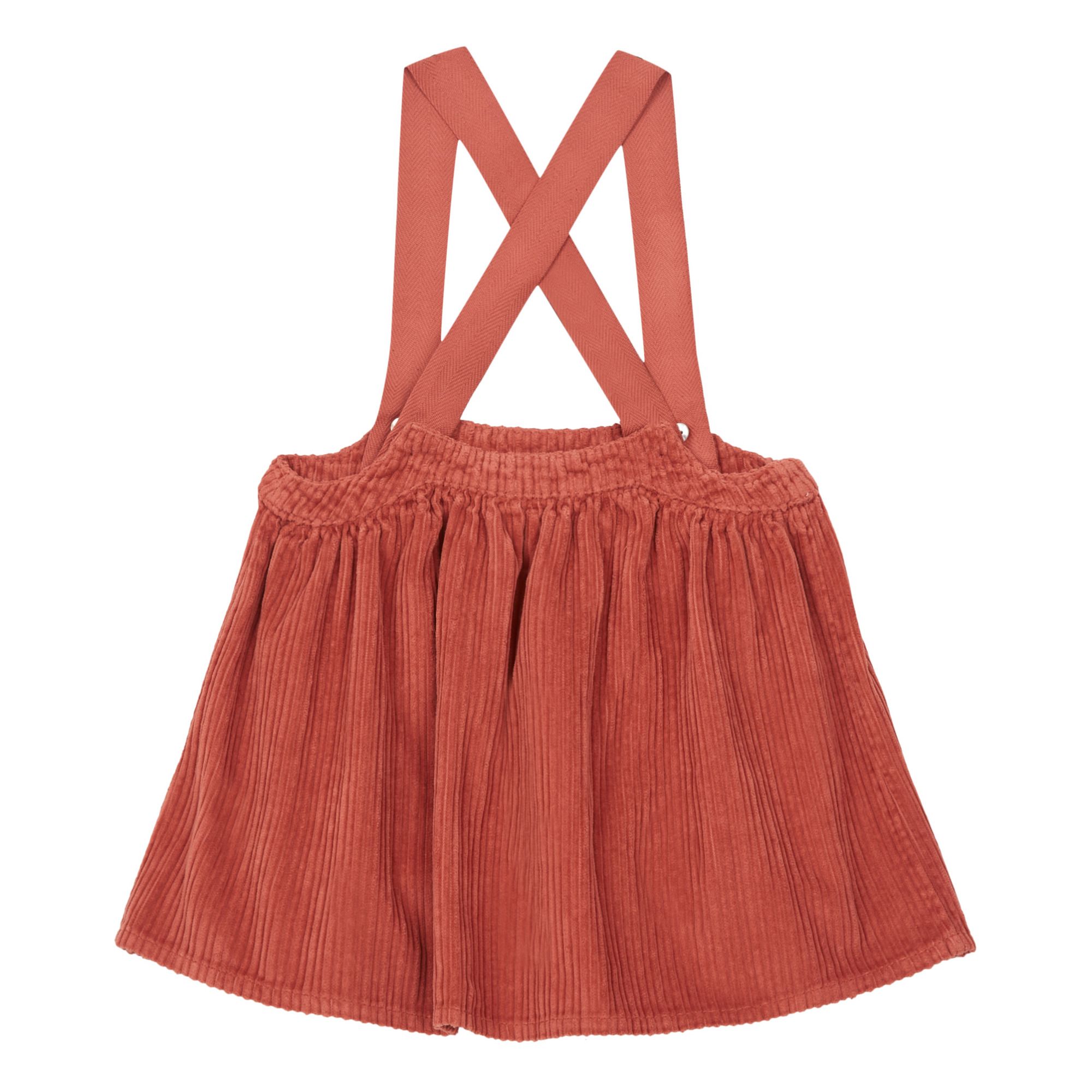 Exclusive Möm(e) x Smallable - Maria Corduroy Suspender Skirt Rust- Product image n°2