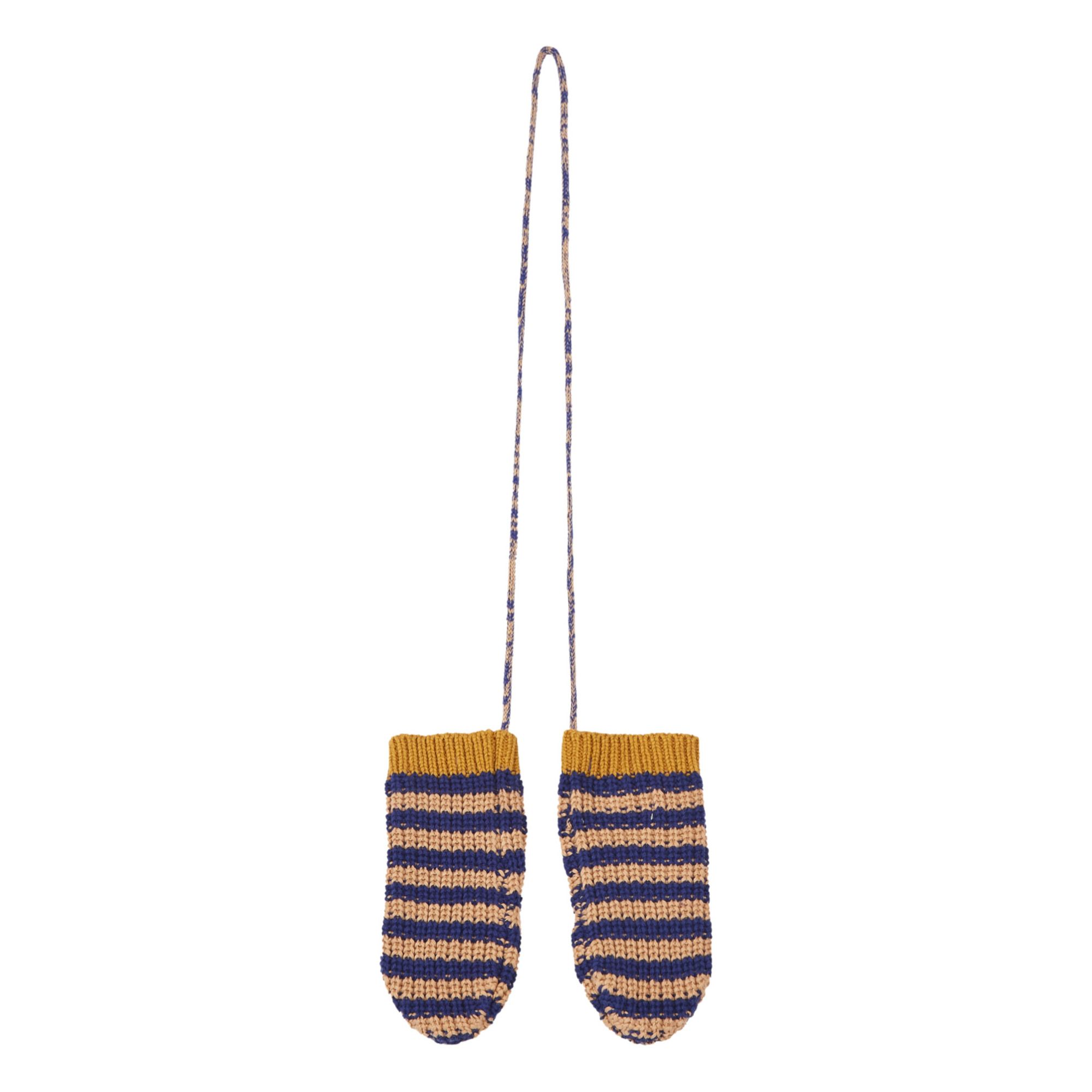 La Petite Collection - Moufles Laine et Coton Rayées - Fille - Bleu