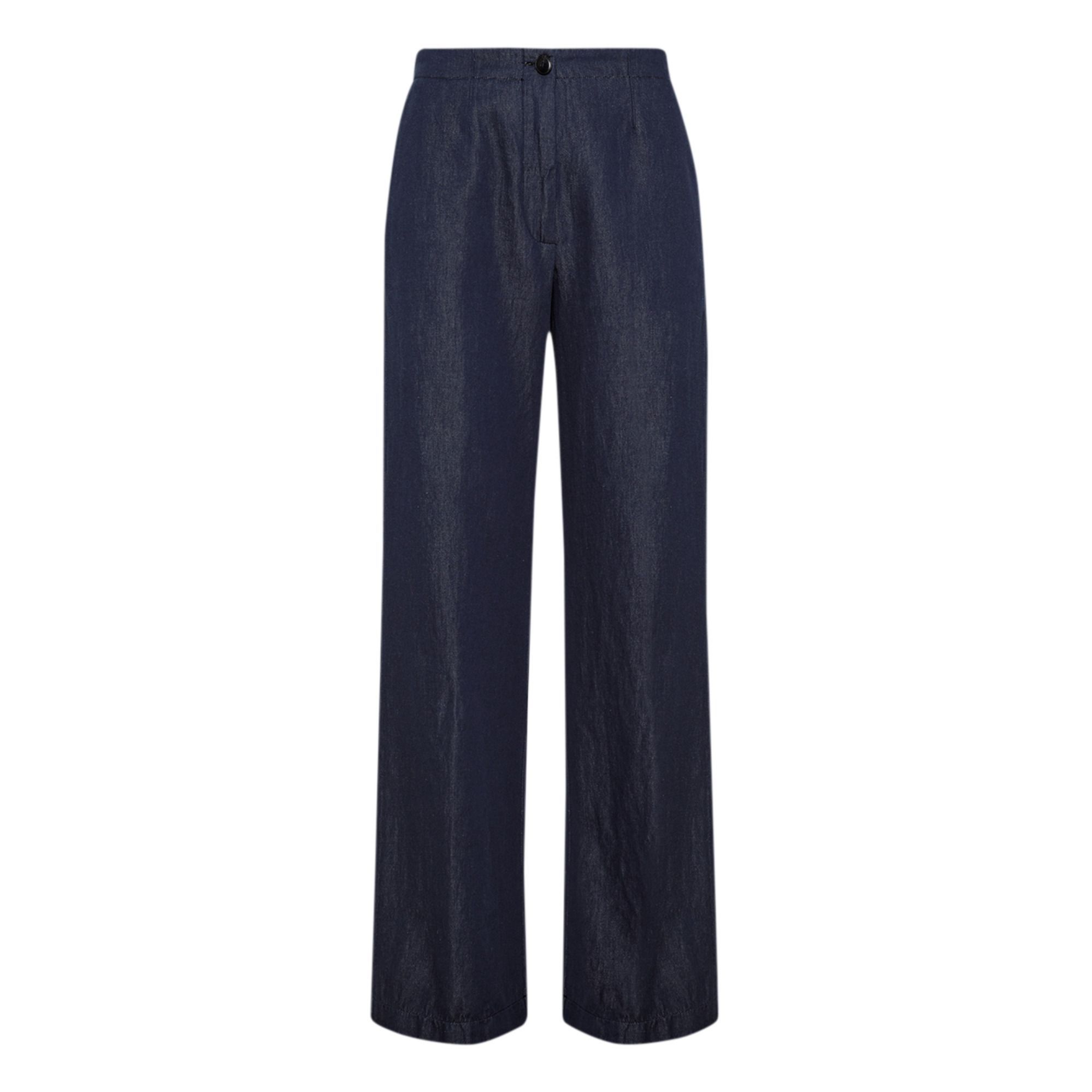 Pomandère - Pantalon Droit Lin et Coton - Femme - Bleu indigo