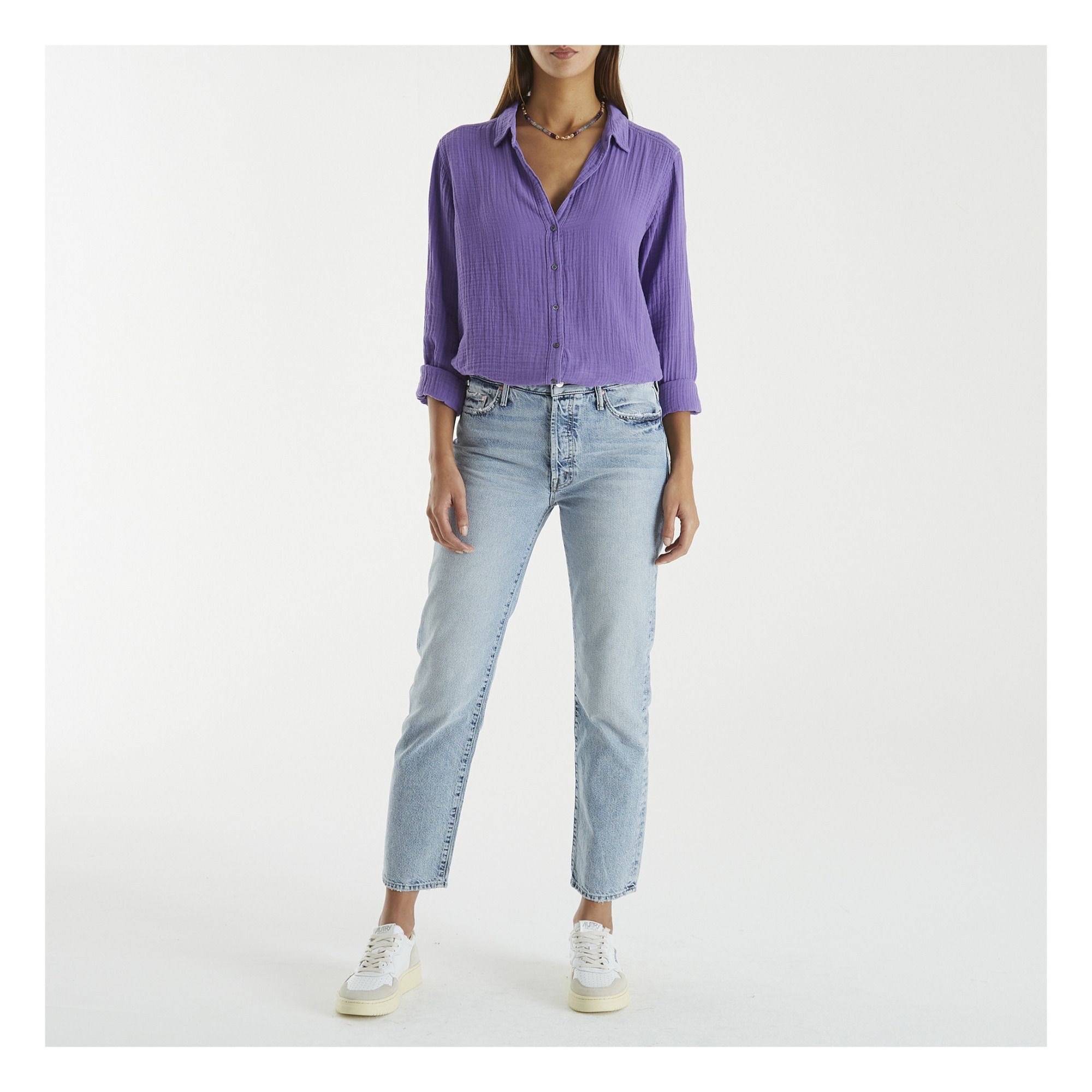Camicia Scout in garza di cotone con cuciture metalliche Viola Xirena Moda  Adulto - Smallable