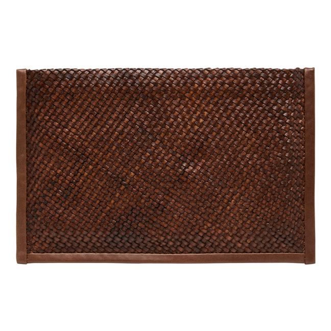 Braided Leather Pouch Brown