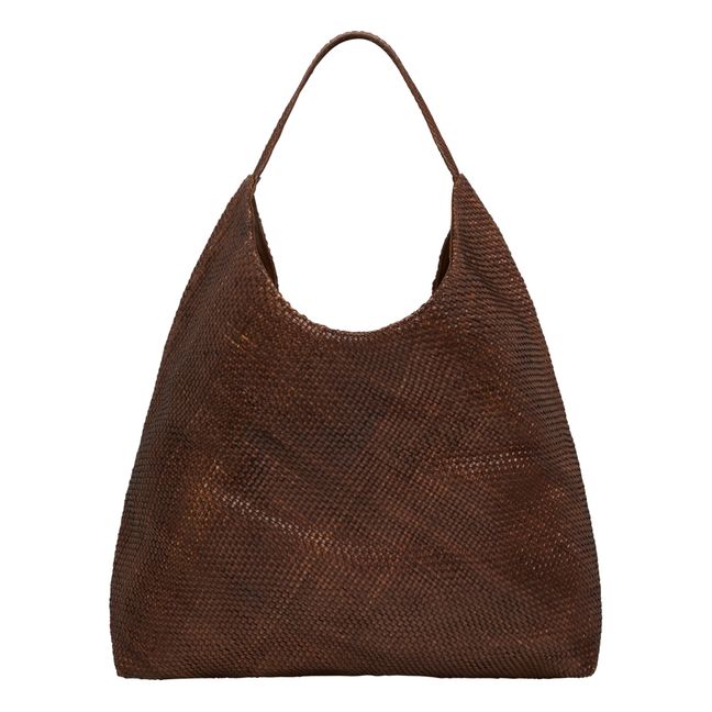 Oversized Braided Leather Bag Brown