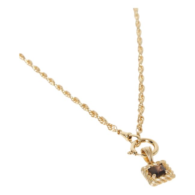 Mrs. Green Smoked Quartz Necklace  Gold