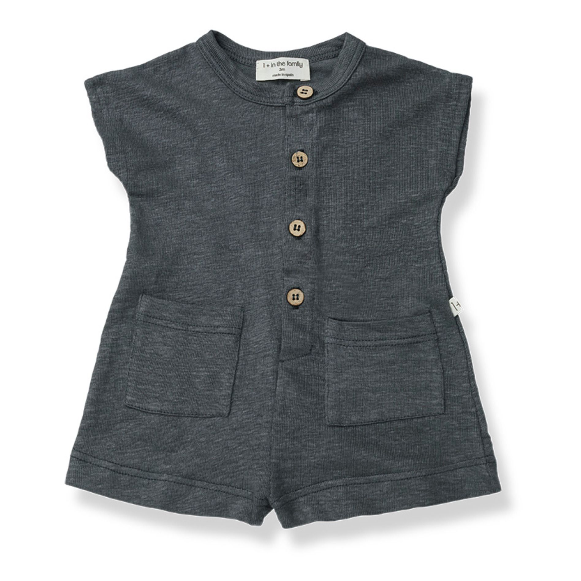 Nausica Linen Playsuit Carbon- Product image n°0