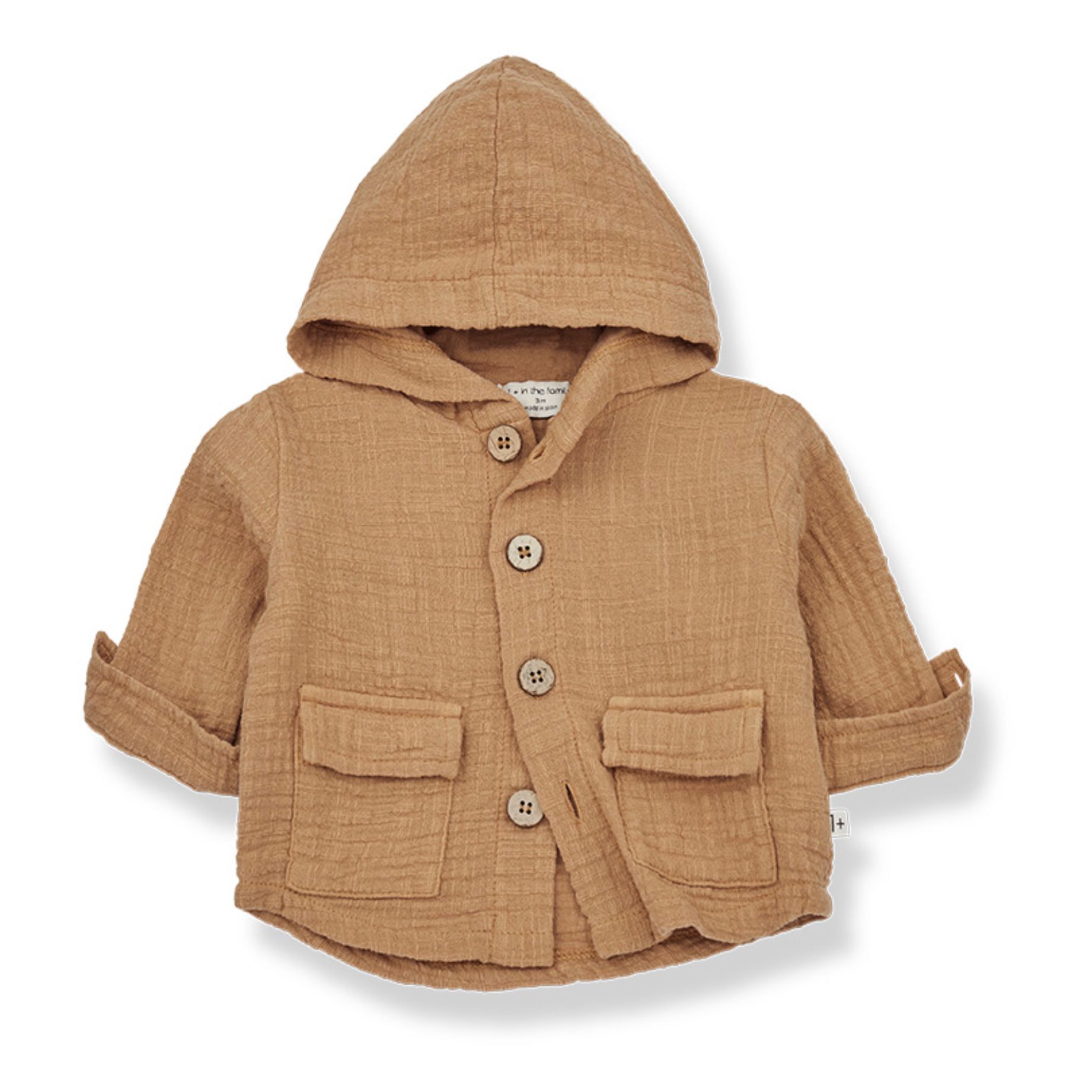 1+ in the family - Veste Pol Double Gaze de Coton - Fille - Chocolat