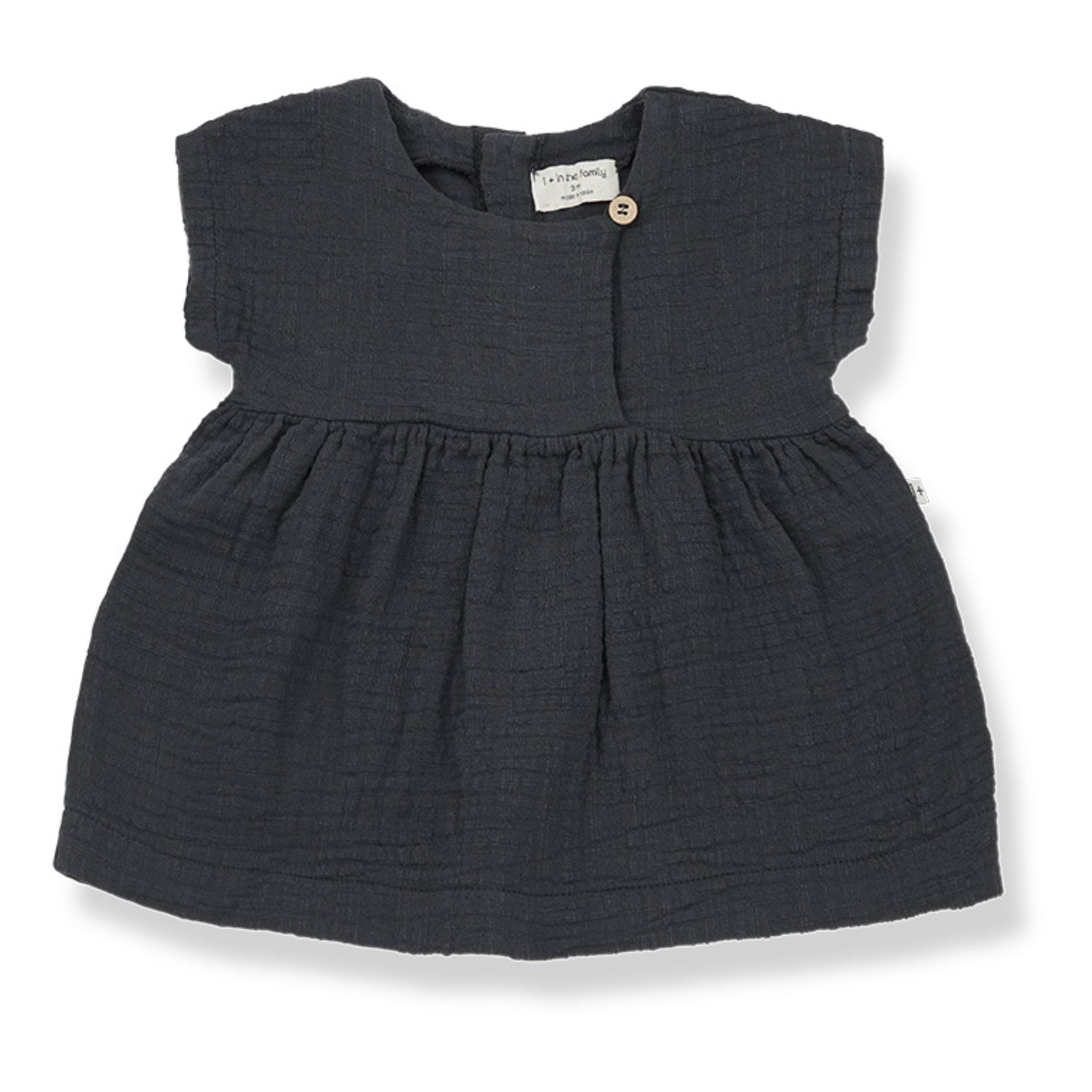 1+ in the family - Robe Xenia Double Gaze de Coton - Fille - Charbon