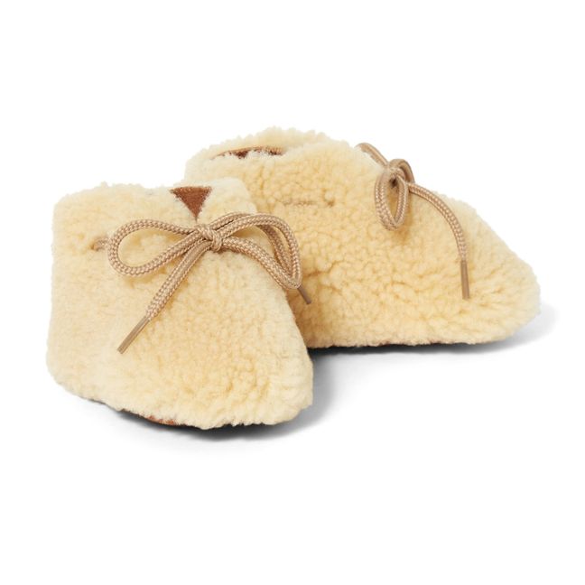 Pantofole per bambini in lana merino | Beige