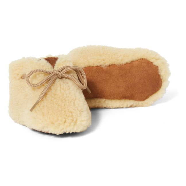 Pantofole per bambini in lana merino | Beige