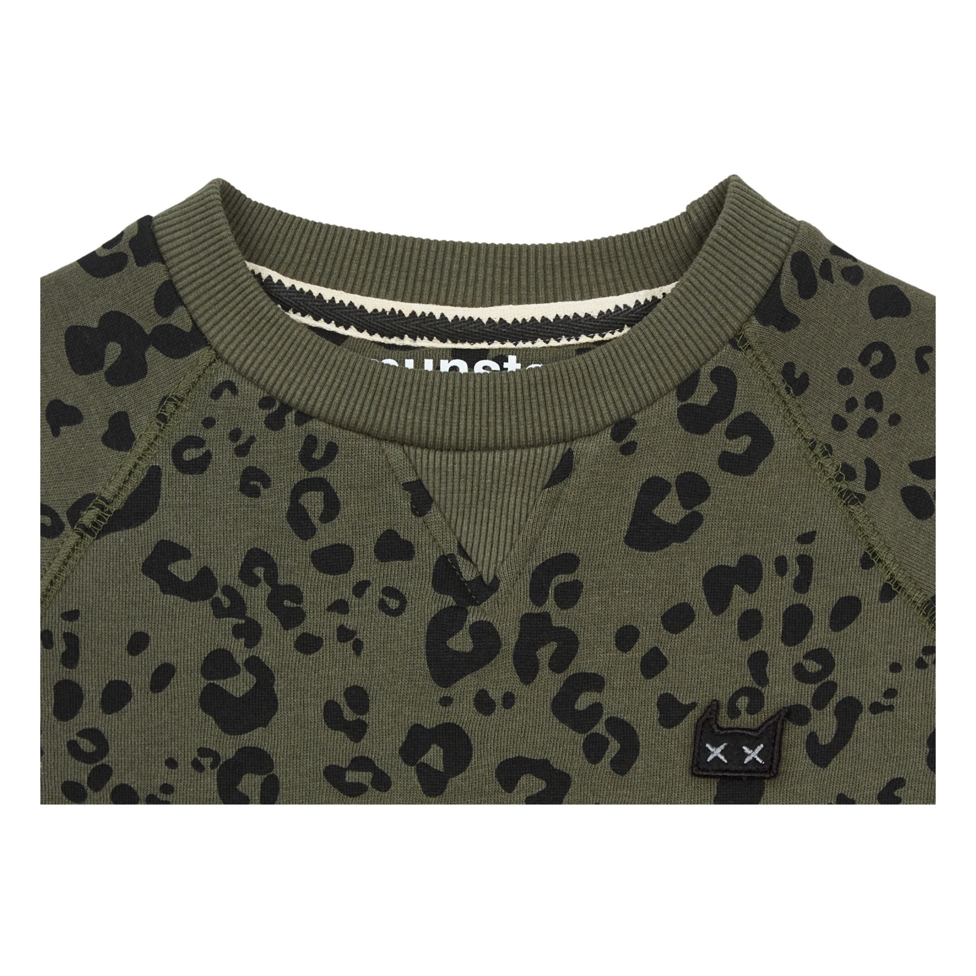 Fang Leopard Print Sweatshirt Verde oliva- Imagen del producto n°2
