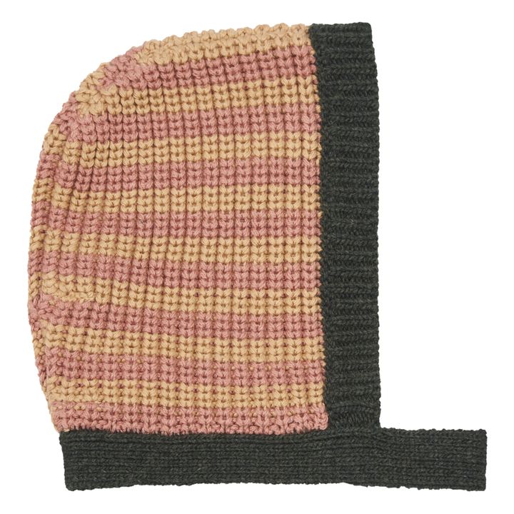 Wool and Cotton Striped Bonnet | Pink- Product image n°1
