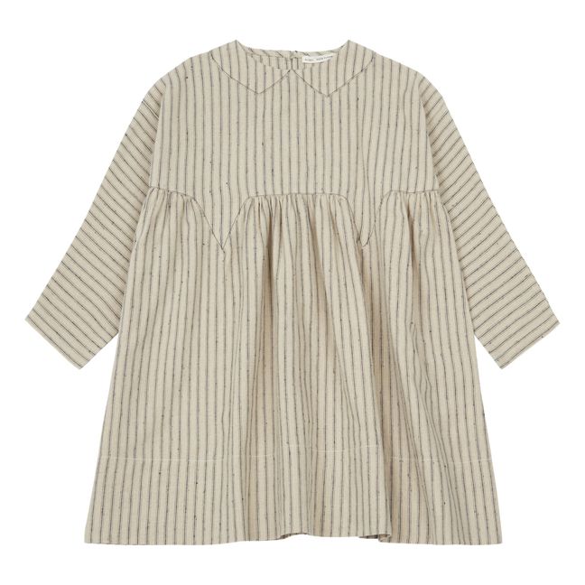 Millie Linen and Cotton Striped Dress Crudo