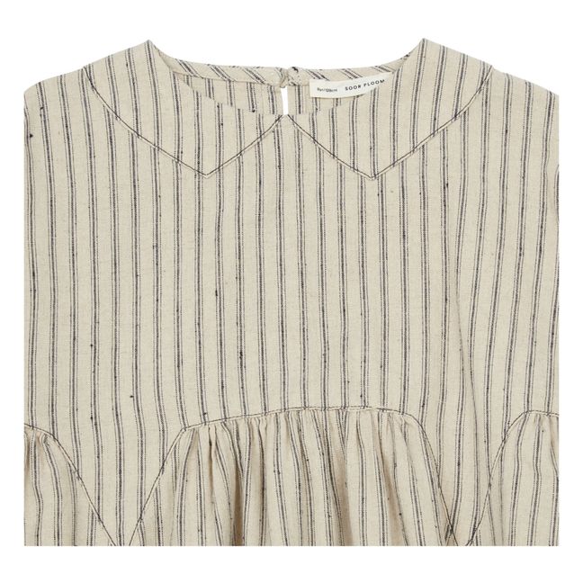 Vestito in lino e cotone a righe Millie | Ecru