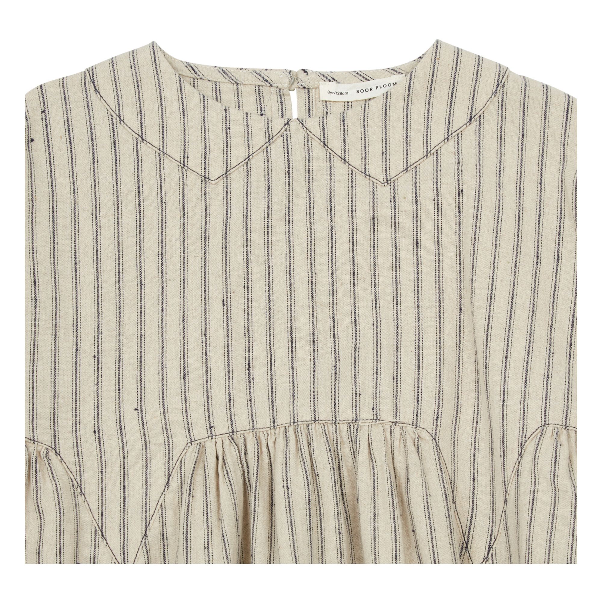 Millie Linen and Cotton Striped Dress Ecru- Product image n°1