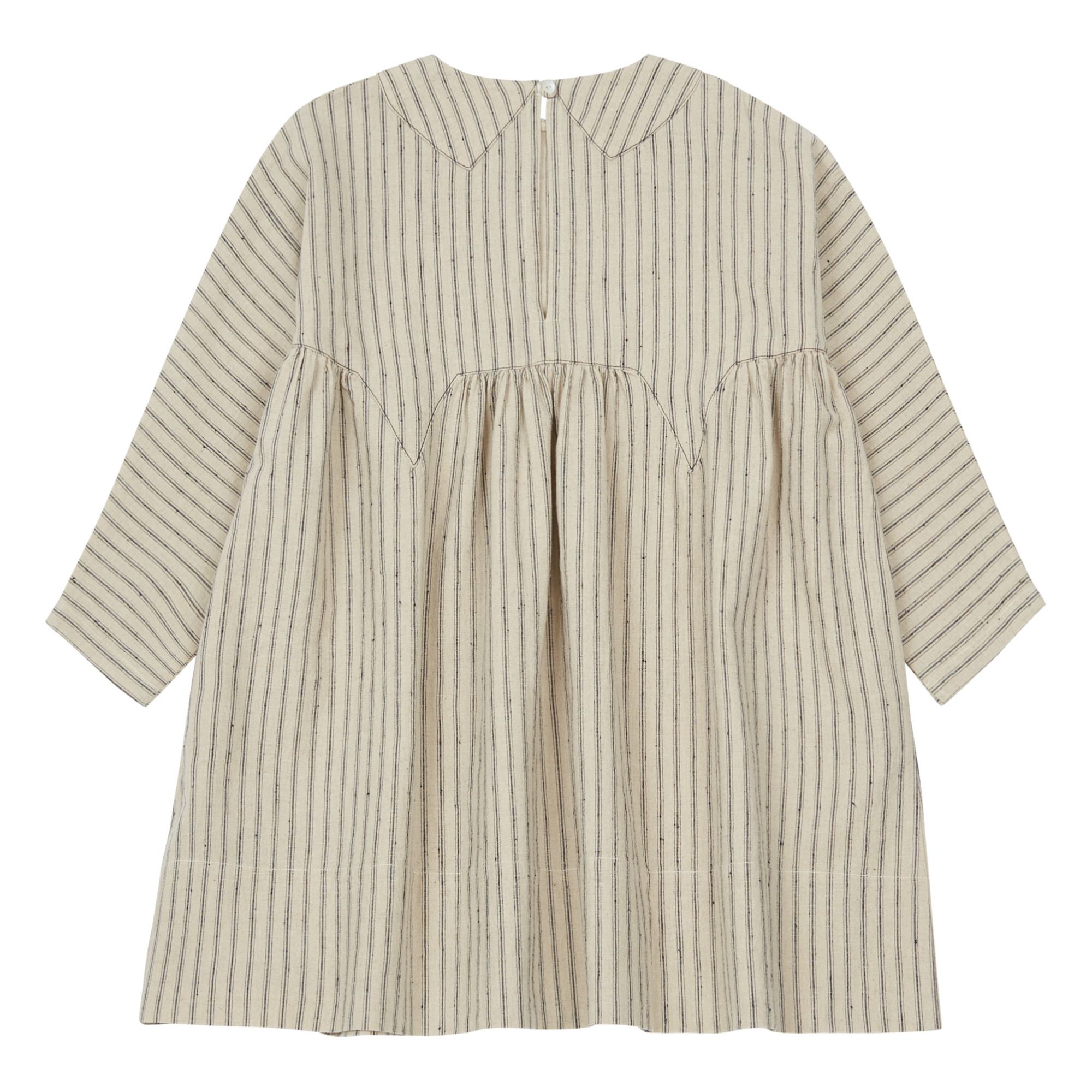 Millie Linen and Cotton Striped Dress | Ecru