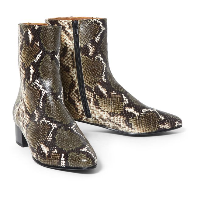 Boots Michele Imprimé Serpent Vert kaki