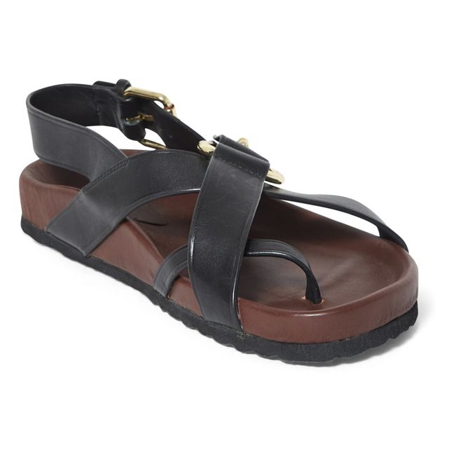 Leder-Sandalen Mexico  | Schwarz