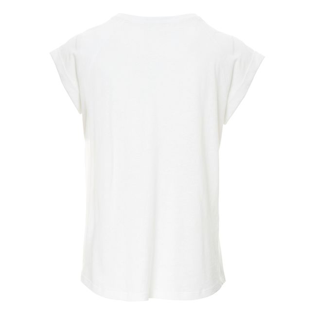 Valentina Cotton and Linen T-shirt Bianco