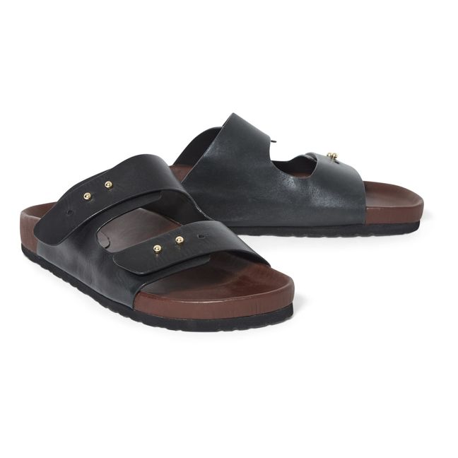 Pool Leather Sandals Black