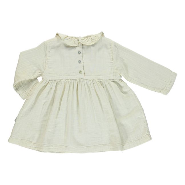 Kleid Doppel Baumwollgaze Campanula | Cremefarben