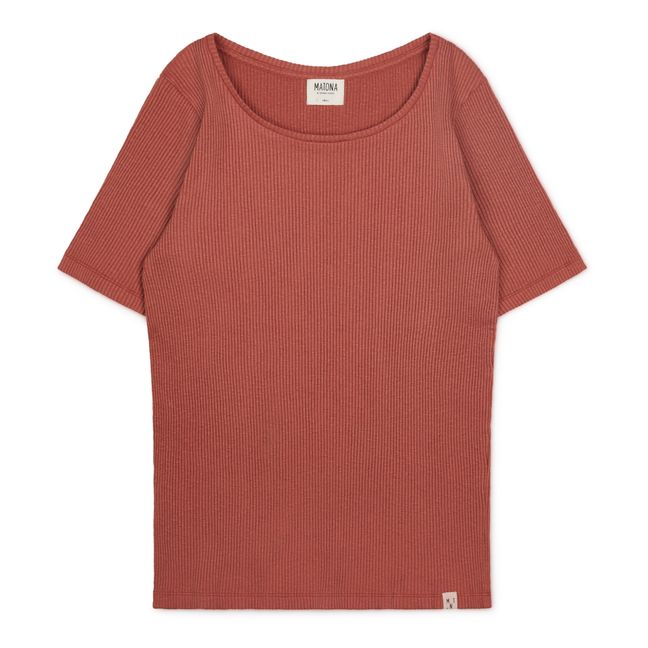 Suna Organic Cotton Ribbed T-shirt - Women’s Collection - Terracotta