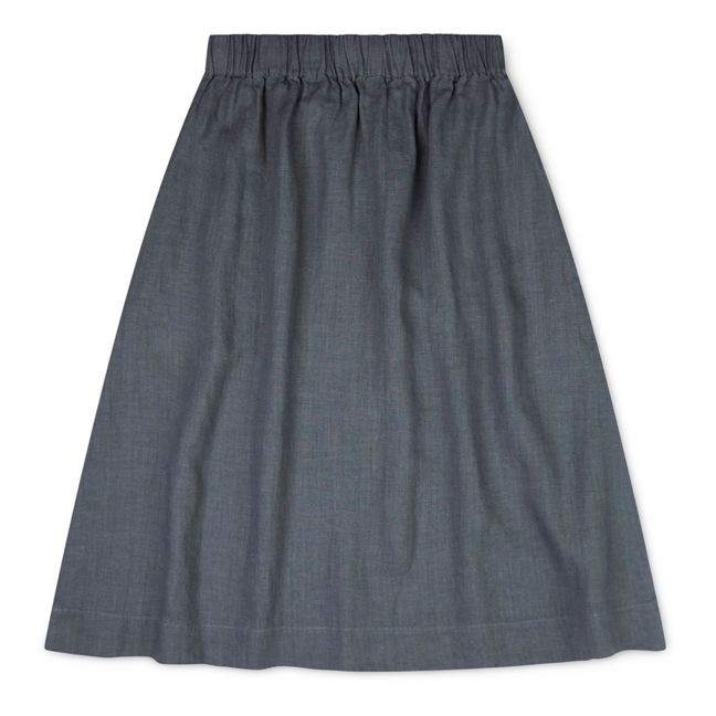 Elsa Linen Midi Skirt - Women’s Collection - Grey blue
