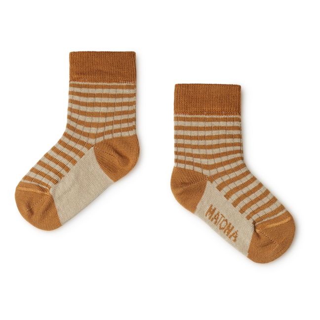 Organic Cotton Striped Socks Ochre