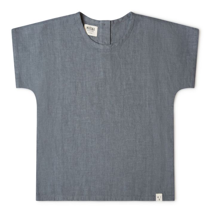 Arlo Linen T-Shirt Grey blue- Product image n°0