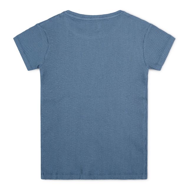 T-Shirt Suna, a coste, in cotone biologico Blu