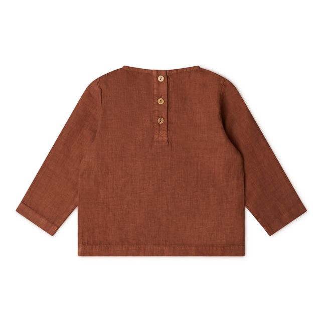 Olive Linen Shirt Rust